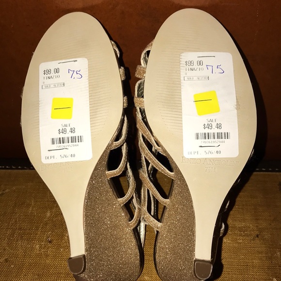 Enzo Angiolini Cage Sling Back Glitter Gold Wedge - Picture 7 of 7